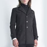 Saco paño con pechera cuello alto extraible Perfect Fit - PLOMO
