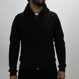 Hooded fleece sweatshirt with half-zip Urban style - BLACK